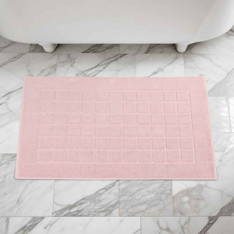 Nora Cotton Thick Solid Checkered Washable Bath Mat Set of 2