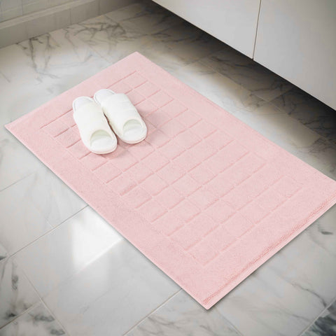 Nora Cotton Thick Solid Checkered Washable Bath Mat Set of 2