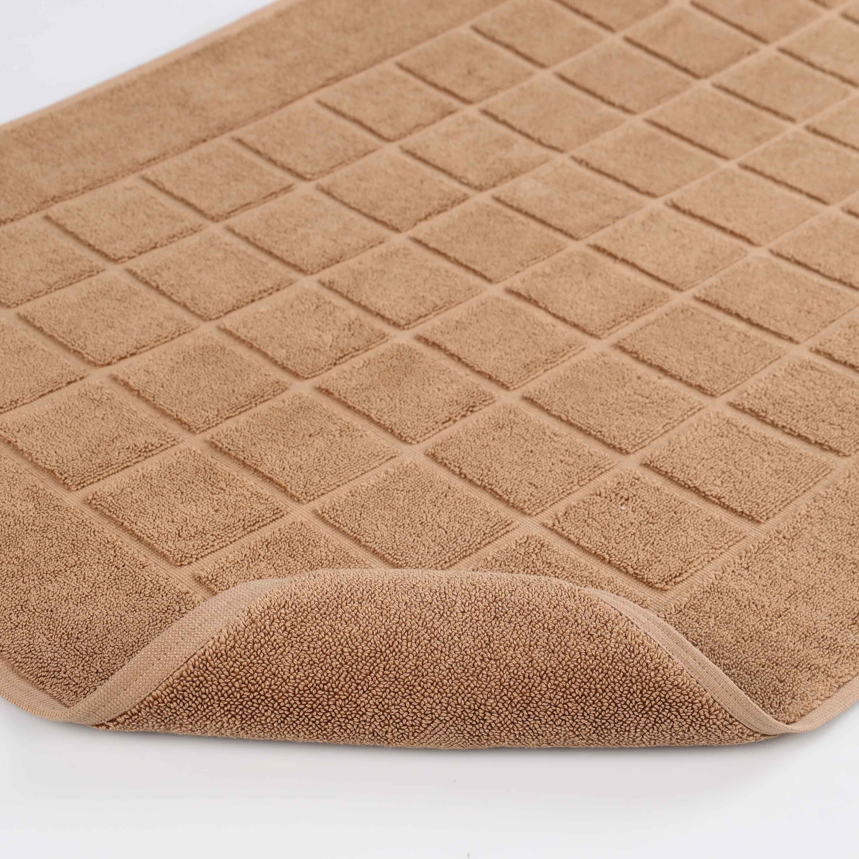 Nora Cotton Solid Absorbent Thick Checkered Washable Bath Mat Set of 2