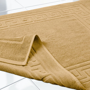 100% Cotton Absorbent Greek Key Border Solid 2 Piece Bath Mat Set