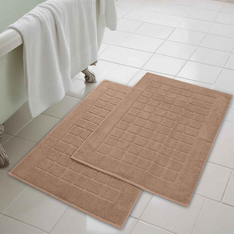 Nora Cotton Thick Solid Checkered Washable Bath Mat Set of 2