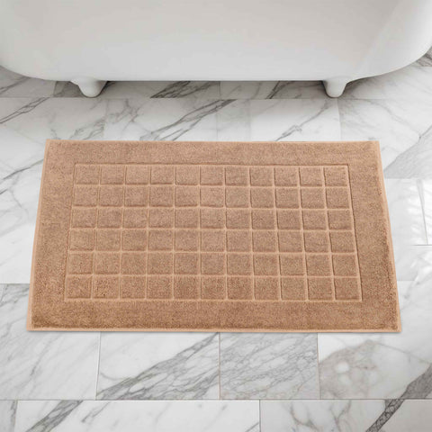 Nora Cotton Thick Solid Checkered Washable Bath Mat Set of 2