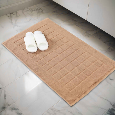 Nora Cotton Thick Solid Checkered Washable Bath Mat Set of 2