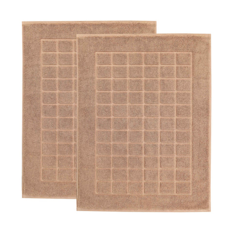 Nora Cotton Thick Solid Checkered Washable Bath Mat Set of 2
