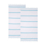 Tropical Cabana Stripe Fouta 2 Piece Beach Towel with Tassels