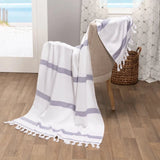 Tropical Cabana Stripe Fouta 4 Piece Beach Towel with Tassels