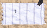 Tropical Cabana Stripe Fouta 4 Piece Beach Towel with Tassels