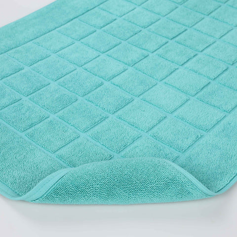 Nora Cotton Thick Solid Checkered Washable Bath Mat Set of 2