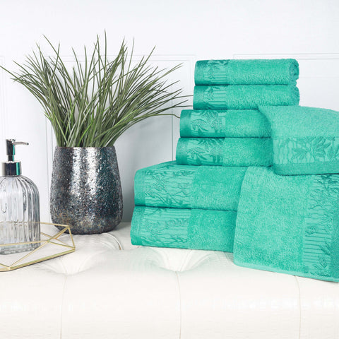 Cotton Floral Jacquard Towel Set 8-Piece - Wisteria