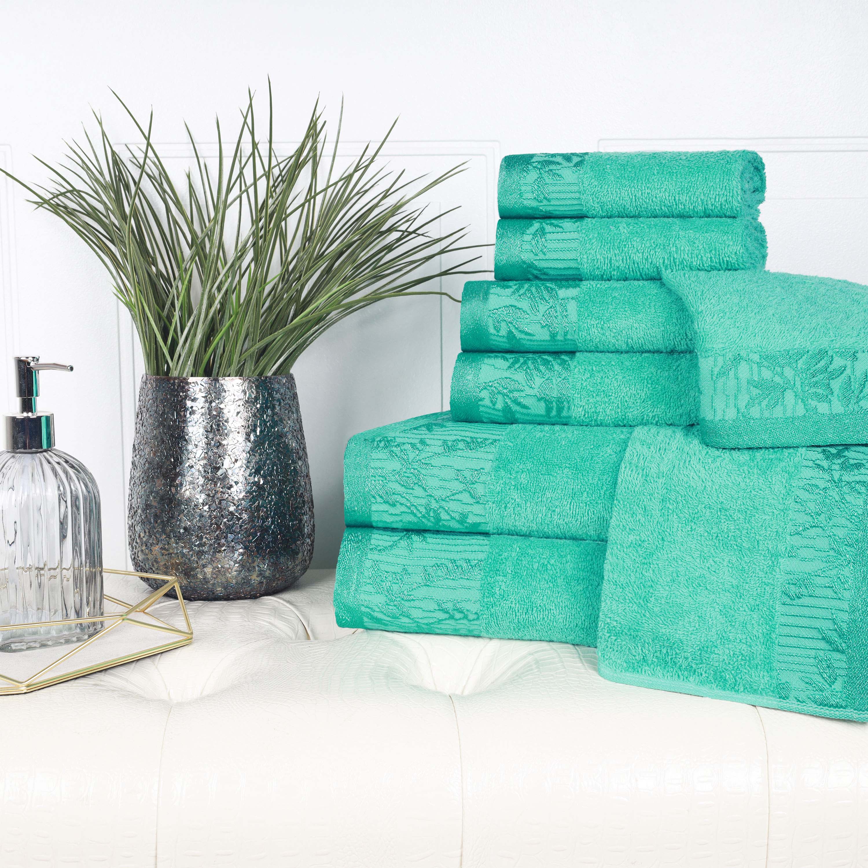 Wisteria Cotton Medium Weight Floral Jacquard Border 8 Piece Towel Set