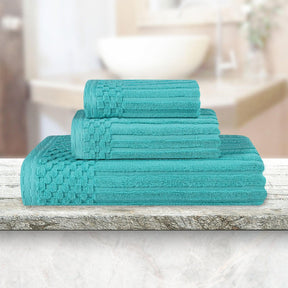 Soho Ribbed Cotton Absorbent 3 Piece Assorted Towel Set