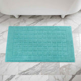 Nora Cotton Thick Solid Checkered Washable Bath Mat Set of 2