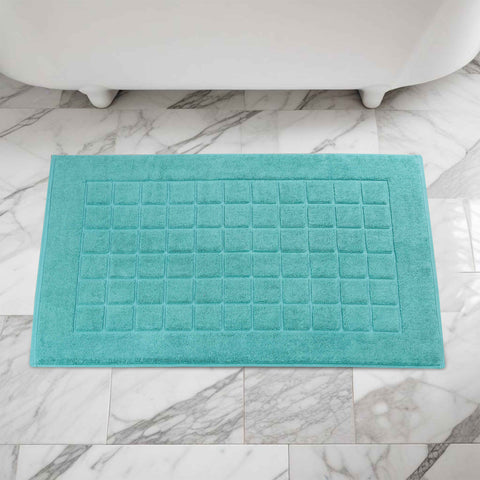 Nora Cotton Thick Solid Checkered Washable Bath Mat Set of 2
