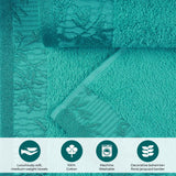 Cotton Floral Jacquard Border Bath Towel Set of 4