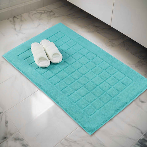 Nora Cotton Thick Solid Checkered Washable Bath Mat Set of 2