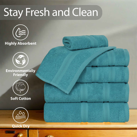 Zero Twist Cotton Medium Weight Bath Towel Set of 4