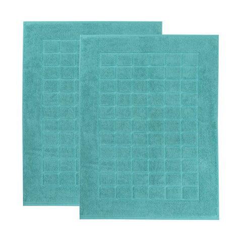 Nora Cotton Thick Solid Checkered Washable Bath Mat Set of 2