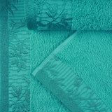 Cotton Floral Jacquard Border Bath Towel Set of 4