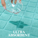 Nora Cotton Thick Solid Checkered Washable Bath Mat Set of 2
