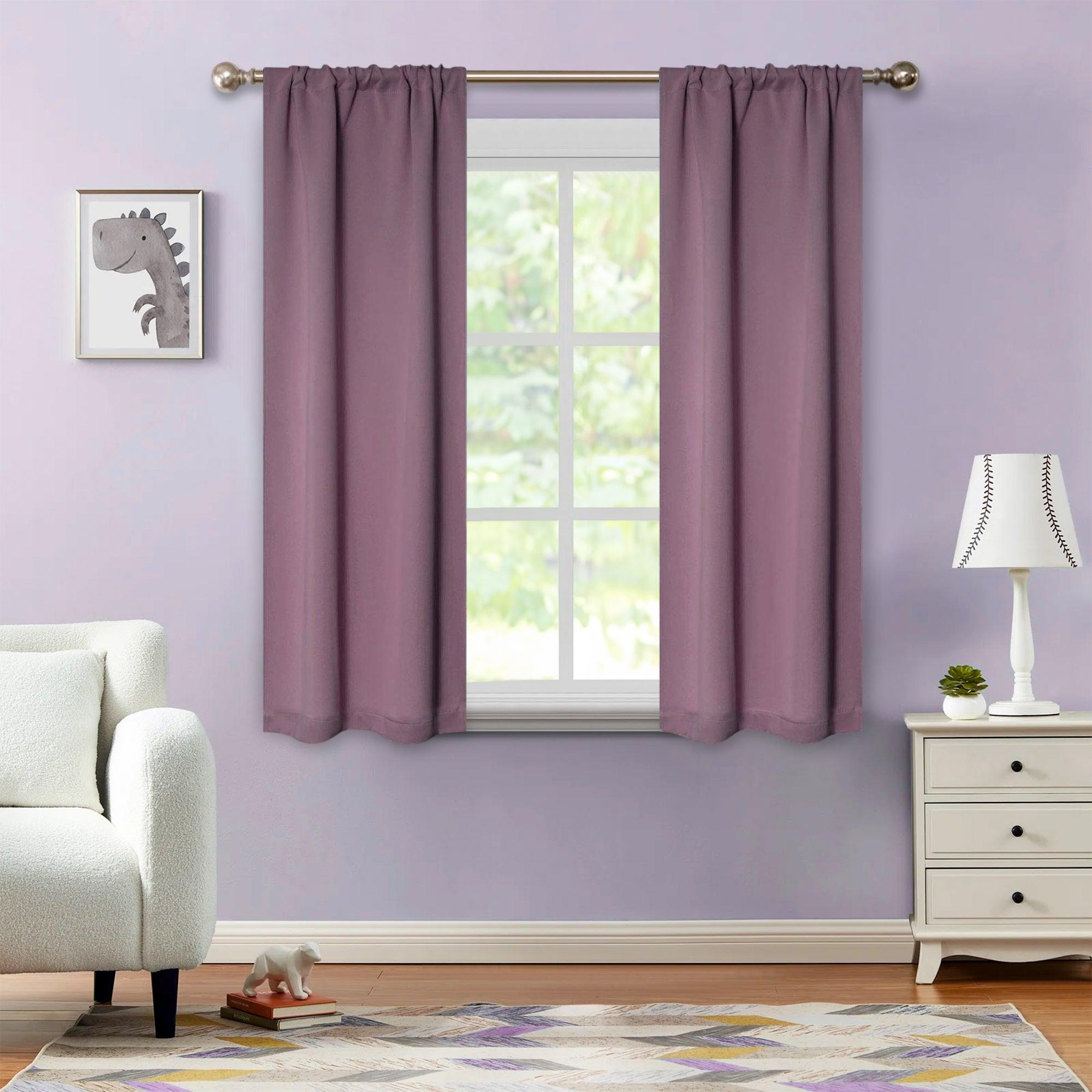 Solid Machine Washable Room Darkening Blackout Curtains, Set of 2