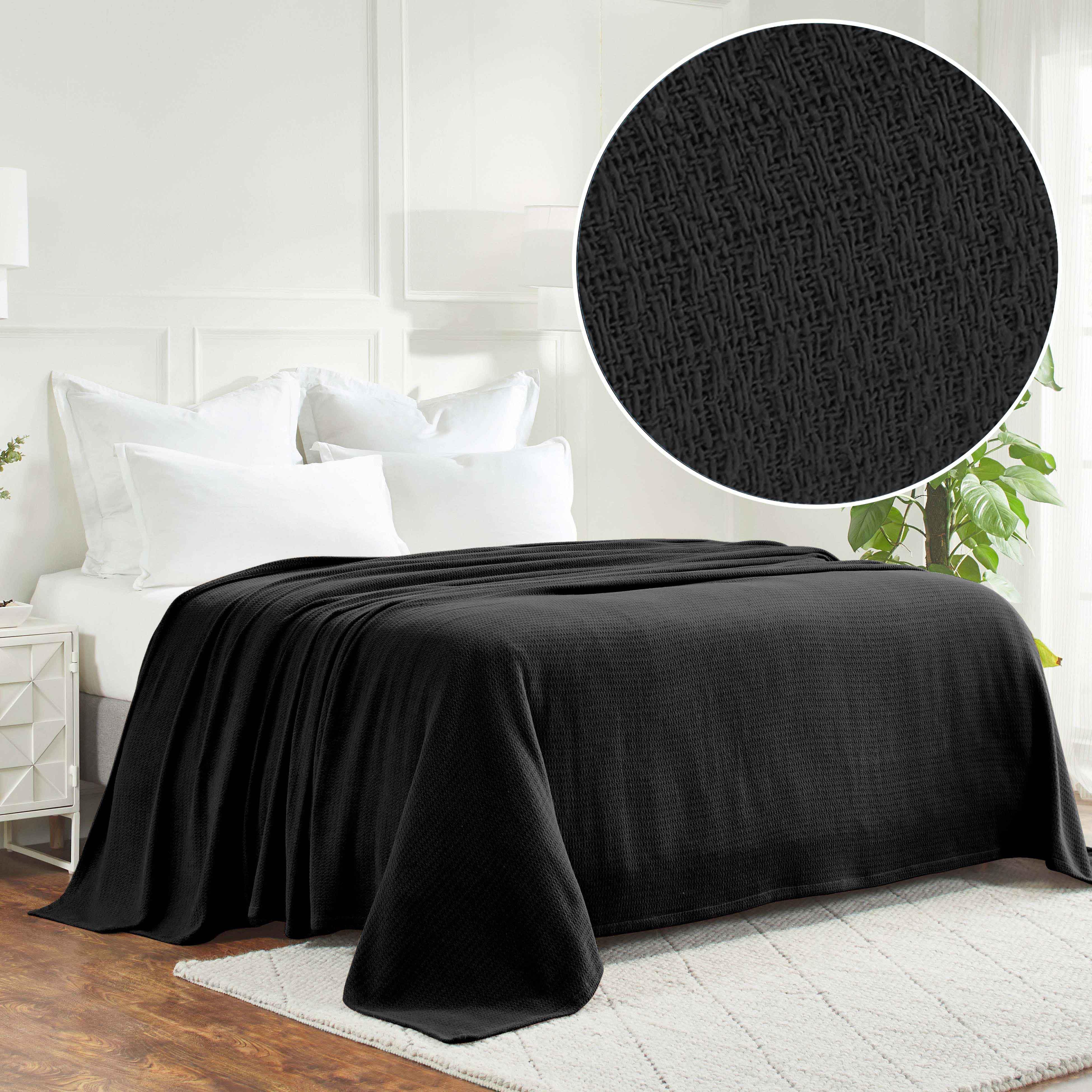 Waffle Weave Honeycomb Knit Soft Solid Textured Cotton Blanket