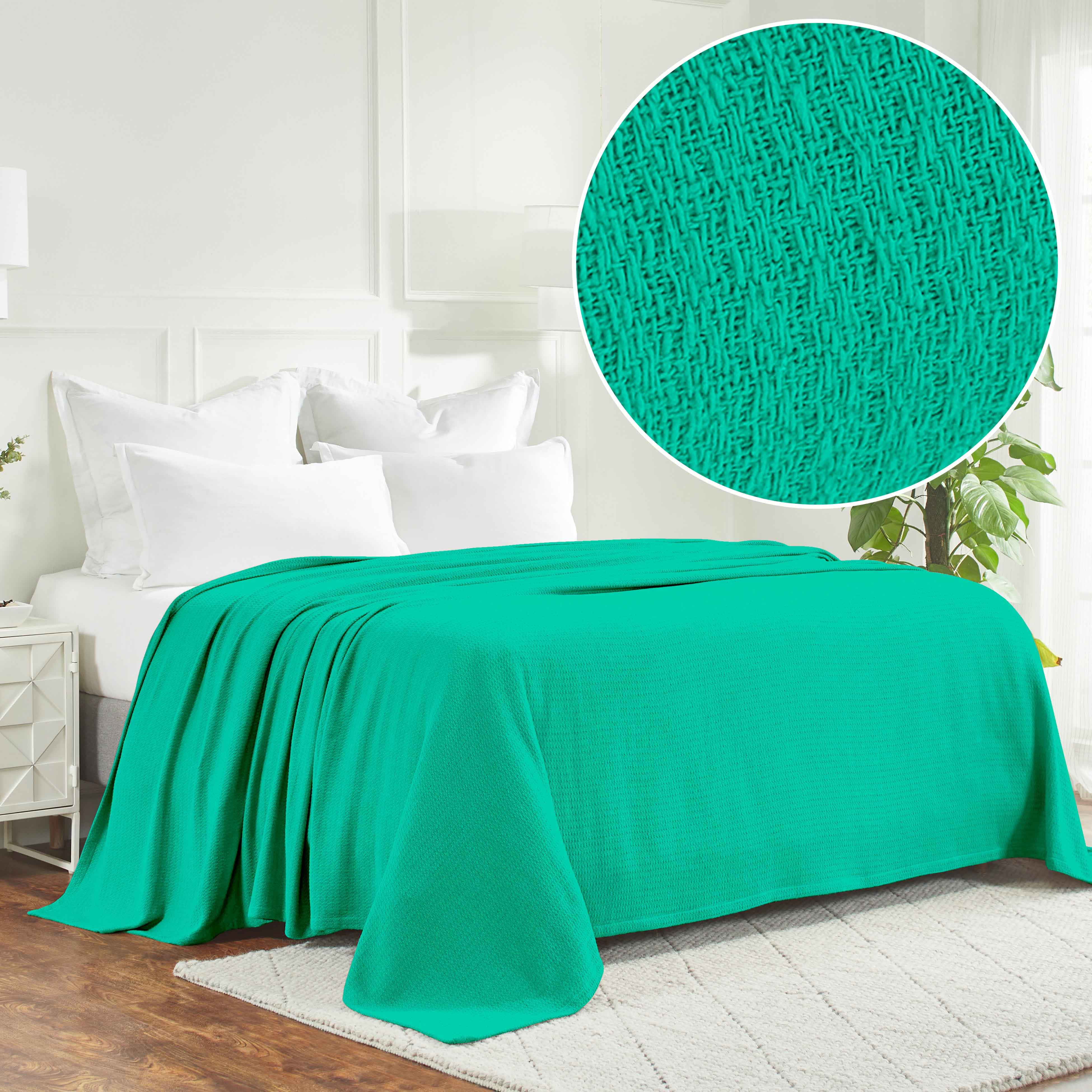 Waffle Weave Honeycomb Knit Soft Solid Textured Cotton Blanket