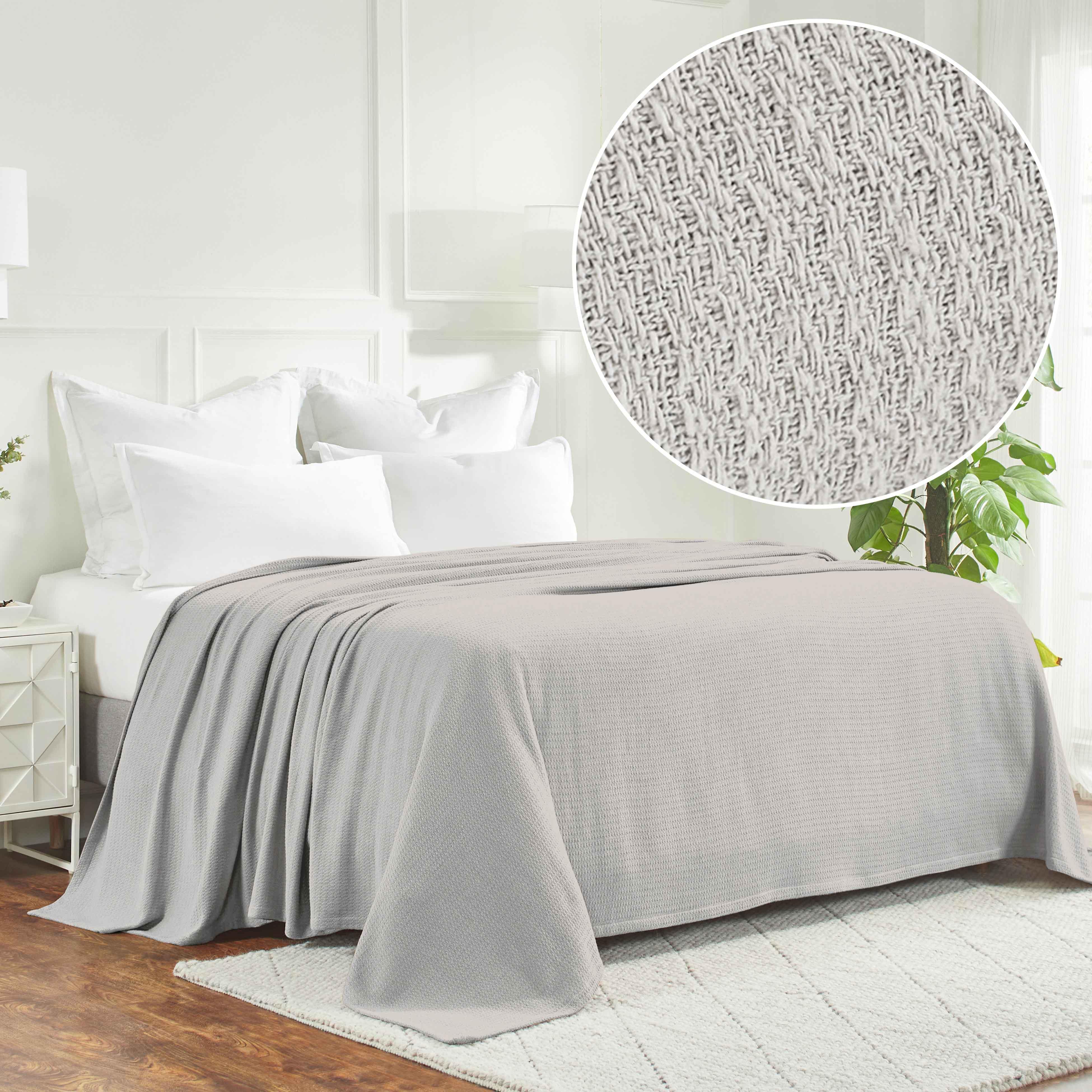 Waffle Weave Honeycomb Knit Soft Solid Textured Cotton Blanket