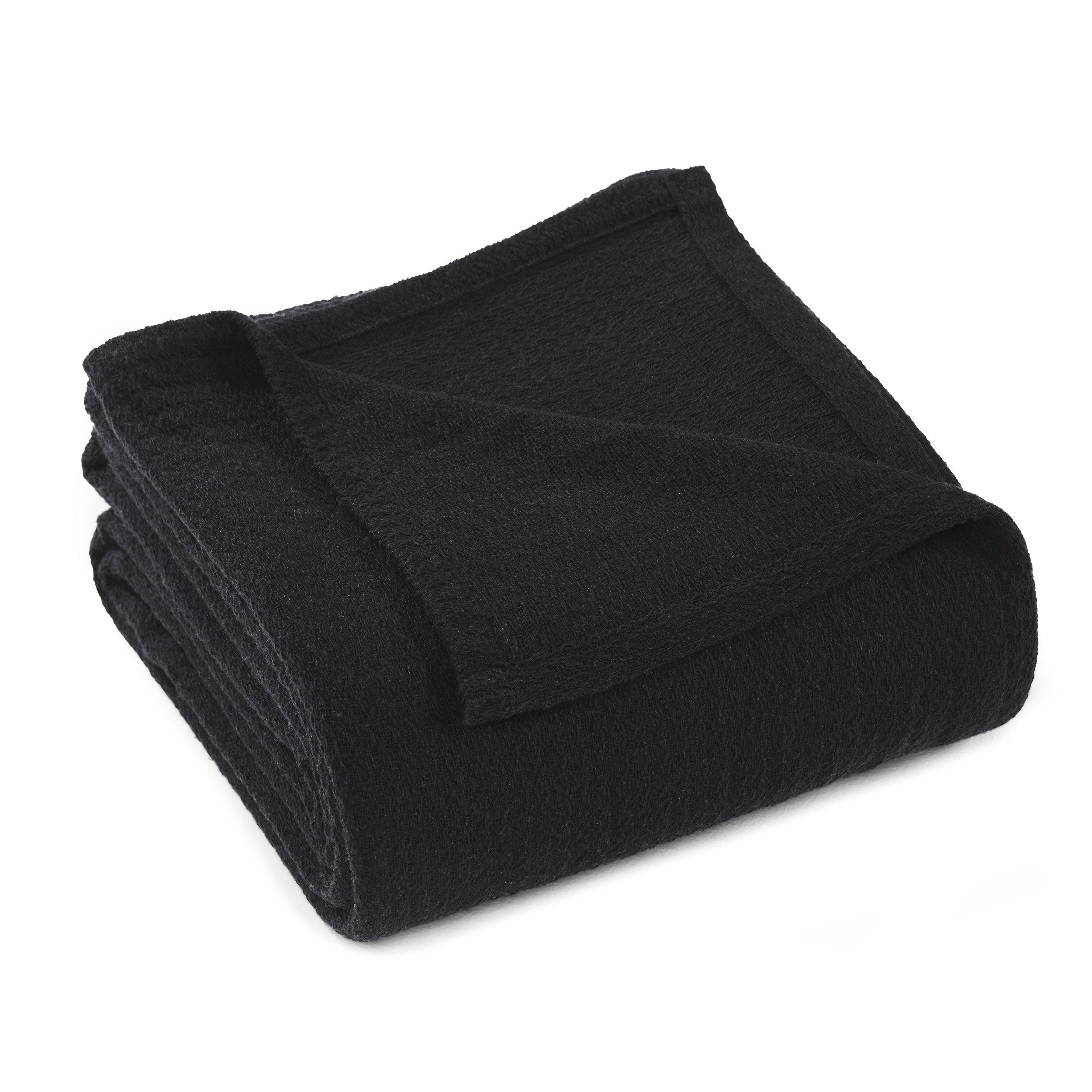 Waffle Weave Honeycomb Knit Soft Solid Textured Cotton Blanket