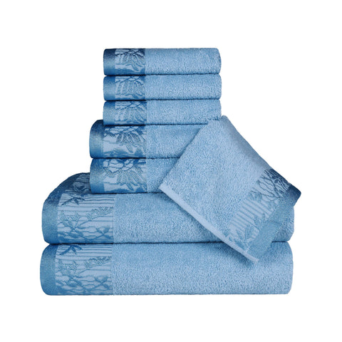Cotton Floral Jacquard Towel Set 8-Piece - Wisteria