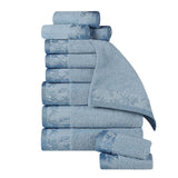 Wisteria Cotton Medium Weight Floral Jacquard Border 12 Piece Towel Set