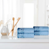 Wisteria Cotton Floral Jacquard Border Hand Towels, Set of 4