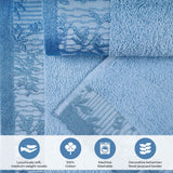 Cotton Floral Jacquard Border Bath Towel Set of 4 - Wisteria
