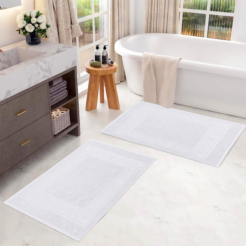 Egyptian Cotton Bath Mat Set of 2 Greek Key Infinity Border