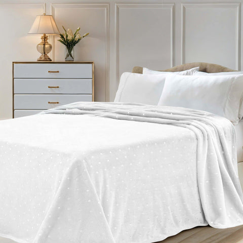 Fleece Plush Medium Weight Fluffy Soft Decorative Polka Dot Blanket