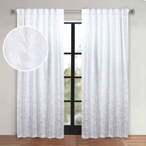 Leaves Room Darkening Back Tabs Blackout Curtain Panels, Set of 2
