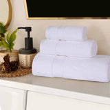 Chevron Zero Twist Solid Soft Absorbent Cotton 3 Piece Towel Set
