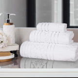 Sadie Zero Twist Cotton Floral Jacquard Absorbent 3 Piece Towel Set