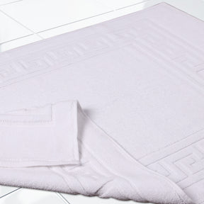 100% Cotton Absorbent Greek Key Border Solid 2 Piece Bath Mat Set