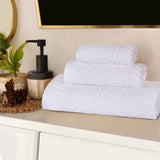 Chevron Zero Twist Jaquard Cotton 3 Piece Bathroom Towel Set