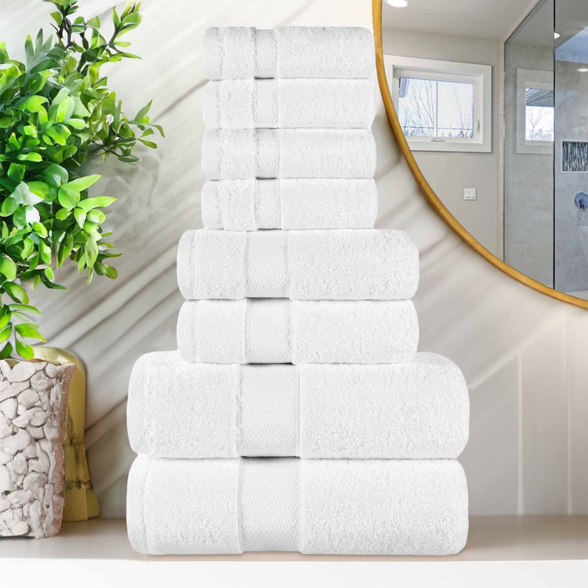 Egyptian Giza Cotton Plush Soft Towel Set 8 Piece
