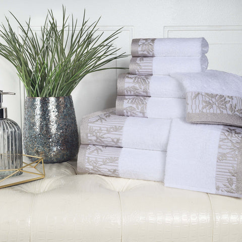 Cotton Floral Jacquard Towel Set 8-Piece - Wisteria