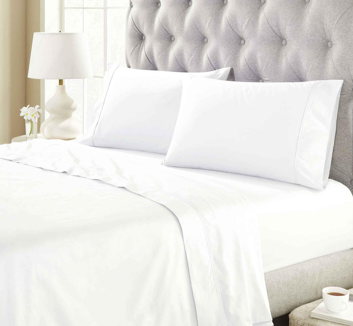 Gina Organic Cotton 300 Thread Count Percale Deep Pocket Bed Sheet Set