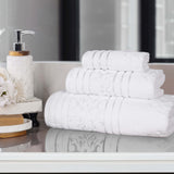 Sadie Zero Twist Cotton Floral Jacquard Absorbent 3 Piece Towel Set