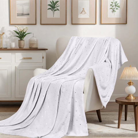 Fleece Plush Medium Weight Fluffy Soft Decorative Polka Dot Blanket