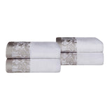 Wisteria Cotton Floral Jacquard Border Hand Towels, Set of 4