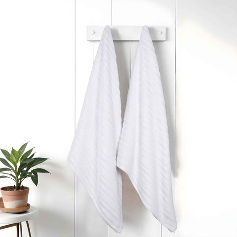 Mika Smart Twist Viscose Cotton Blend Ribbed Bath Sheets, Set of 2