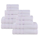 Brea Zero Twist Cotton Ribbed Geometric Border 12 Piece Towel Set