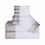 Wisteria Cotton Medium Weight Floral Jacquard Border 8 Piece Towel Set