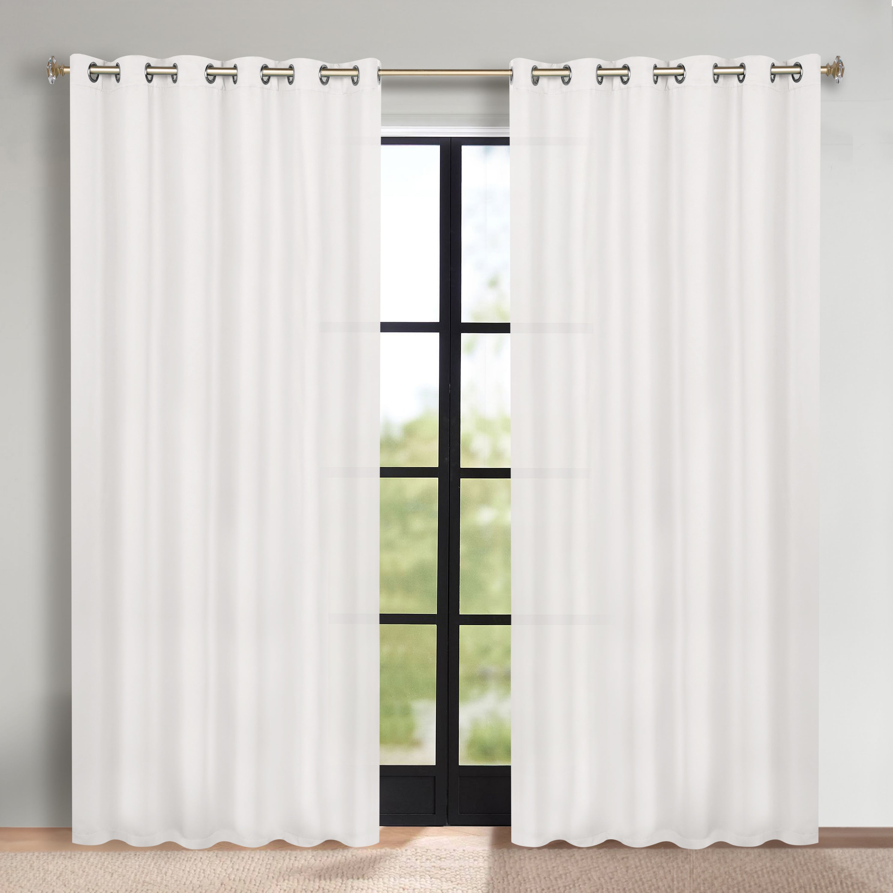 Classic Modern Solid Room Darkening Blackout Curtain Panels, Set of 2