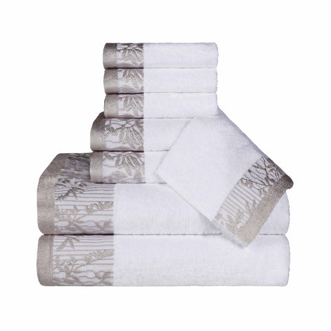 Cotton Floral Jacquard Towel Set 8-Piece - Wisteria